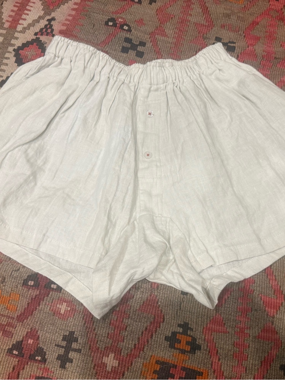Deiji Studio Lightweight Cream Linen Boxer Shorts